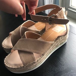 Beige platform wedges